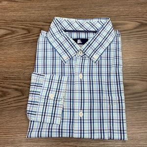 Silver Fox White, Blue & Mint Plaid Shirt XL